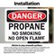 Signmission Propane No Smoking No Open Flames Danger Sign, Vinyl Decal, 7in W x 5in L, 2PK OS-2PACK-DS-D-57-L-19467 - alternate 4